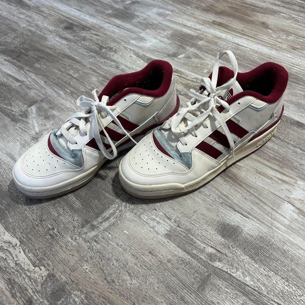 Adidas Men's Forum Exhibit Low 'Off White Burgundy' streetwear skater sneakers